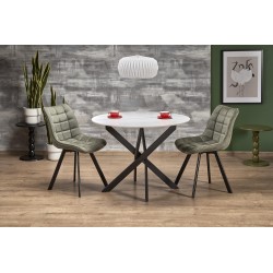 'EDGAR 2 Round Table, Top - White Marble, Legs - Black'