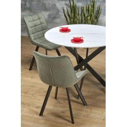 'EDGAR 2 Round Table, Top - White Marble, Legs - Black' 'EDGAR 2 Round Table, Top - White Marble, Legs - Black'