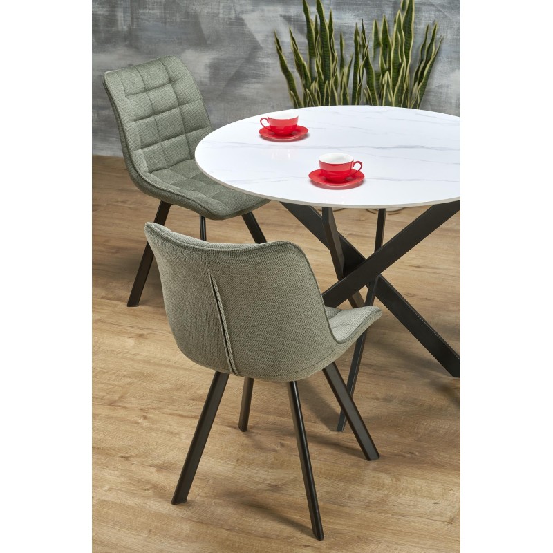 'EDGAR 2 Round Table, Top - White Marble, Legs - Black' 'EDGAR 2 Round Table, Top - White Marble, Legs - Black'