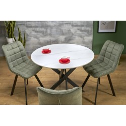 'EDGAR 2 Round Table, Top - White Marble, Legs - Black' 'EDGAR 2 Round Table, Top - White Marble, Legs - Black'