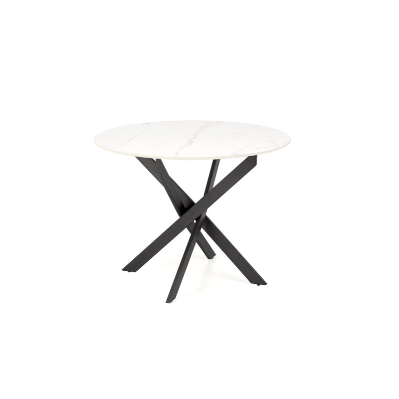 'EDGAR 2 Round Table, Top - White Marble, Legs - Black' 'EDGAR 2 Round Table, Top - White Marble, Legs - Black'
