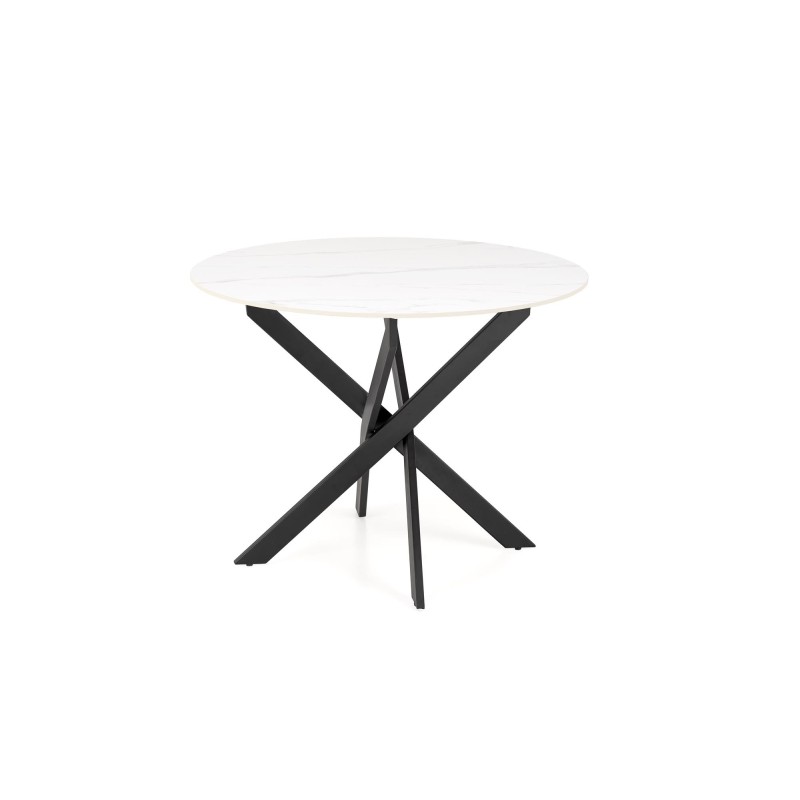 'EDGAR 2 Round Table, Top - White Marble, Legs - Black' 'EDGAR 2 Round Table, Top - White Marble, Legs - Black'