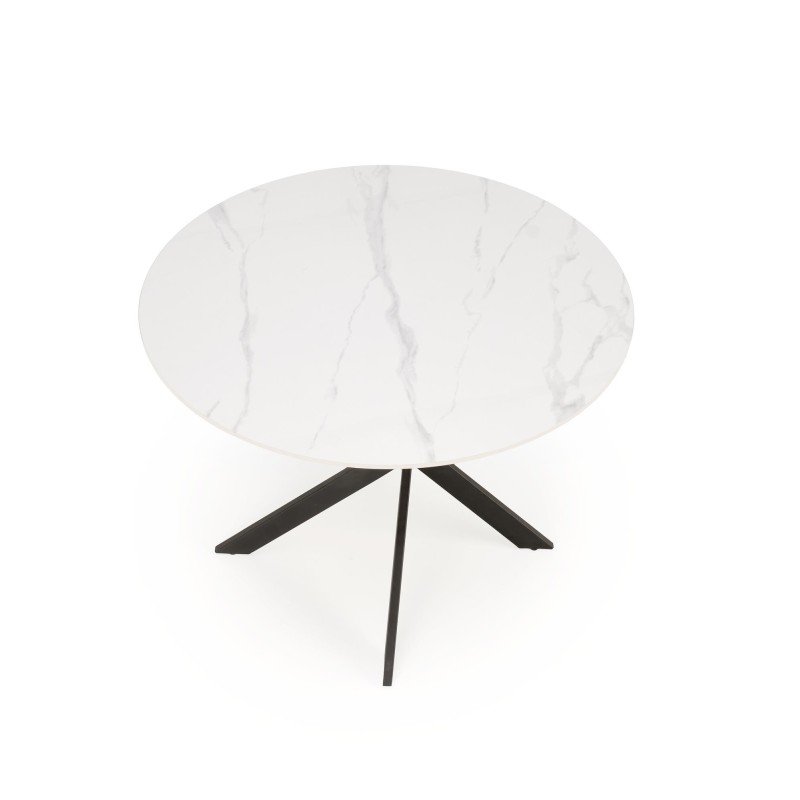 'EDGAR 2 Round Table, Top - White Marble, Legs - Black' 'EDGAR 2 Round Table, Top - White Marble, Legs - Black'