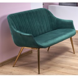 'ELEGANCE 2 XL Upholstered Sofa - Dark Green, Legs - Gold'