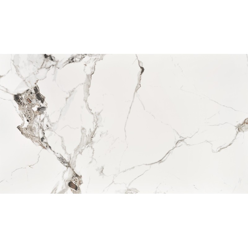 'EMILIO 120 Table Top - White Marble, Legs - Black' 'EMILIO 120 Table Top - White Marble, Legs - Black'