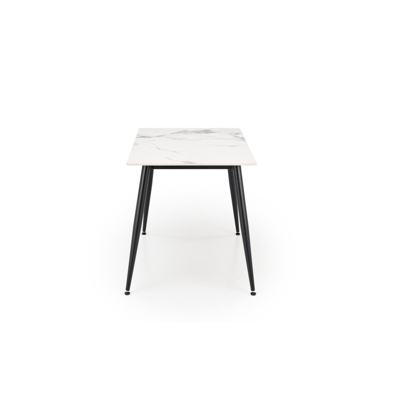 'EMILIO 120 Table Top - White Marble, Legs - Black' 'EMILIO 120 Table Top - White Marble, Legs - Black'