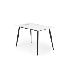 'EMILIO 120 Table Top - White Marble, Legs - Black' 'EMILIO 120 Table Top - White Marble, Legs - Black'