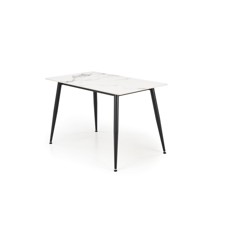 'EMILIO 120 Table Top - White Marble, Legs - Black' 'EMILIO 120 Table Top - White Marble, Legs - Black'