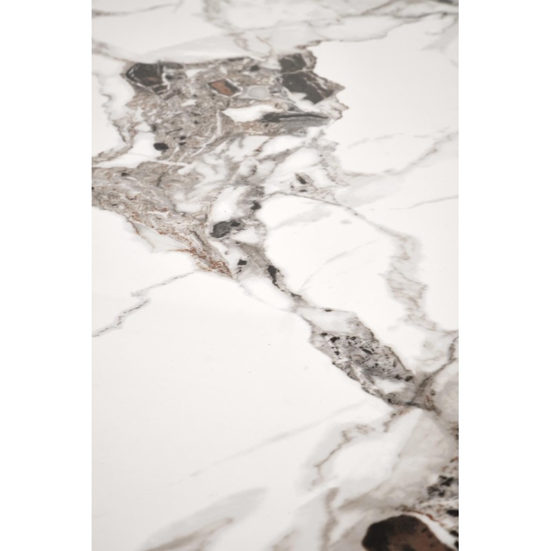 'EMILIO 120 Table Top - White Marble, Legs - Black' 'EMILIO 120 Table Top - White Marble, Legs - Black'