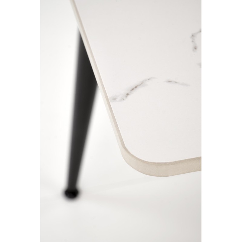'EMILIO 120 Table Top - White Marble, Legs - Black' 'EMILIO 120 Table Top - White Marble, Legs - Black'