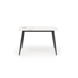 'EMILIO 120 Table Top - White Marble, Legs - Black' 'EMILIO 120 Table Top - White Marble, Legs - Black'