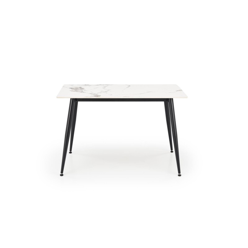 'EMILIO 120 Table Top - White Marble, Legs - Black' 'EMILIO 120 Table Top - White Marble, Legs - Black'