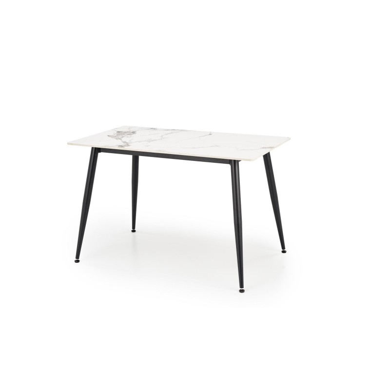 'EMILIO 120 Table Top - White Marble, Legs - Black' 'EMILIO 120 Table Top - White Marble, Legs - Black'