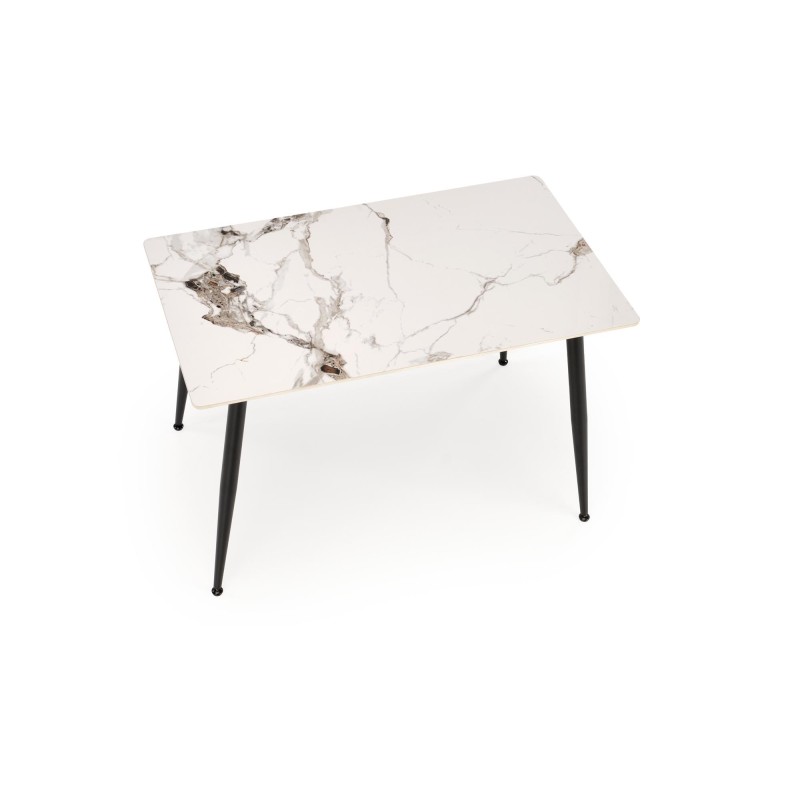 'EMILIO 120 Table Top - White Marble, Legs - Black' 'EMILIO 120 Table Top - White Marble, Legs - Black'