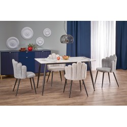 'EMILIO 140 Table Top - White Marble, Legs - Black'