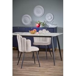 'EMILIO 140 Table Top - White Marble, Legs - Black' 'EMILIO 140 Table Top - White Marble, Legs - Black'