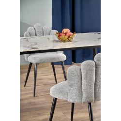 'EMILIO 140 Table Top - White Marble, Legs - Black' 'EMILIO 140 Table Top - White Marble, Legs - Black'