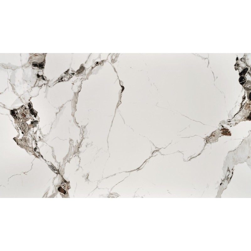 'EMILIO 140 Table Top - White Marble, Legs - Black' 'EMILIO 140 Table Top - White Marble, Legs - Black'