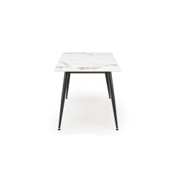 'EMILIO 140 Table Top - White Marble, Legs - Black' 'EMILIO 140 Table Top - White Marble, Legs - Black'