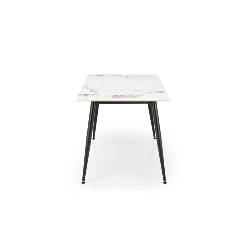 'EMILIO 140 Table Top - White Marble, Legs - Black' 'EMILIO 140 Table Top - White Marble, Legs - Black'