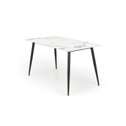 'EMILIO 140 Table Top - White Marble, Legs - Black' 'EMILIO 140 Table Top - White Marble, Legs - Black'