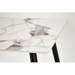 'EMILIO 140 Table Top - White Marble, Legs - Black' 'EMILIO 140 Table Top - White Marble, Legs - Black'