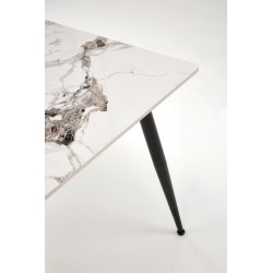 'EMILIO 140 Table Top - White Marble, Legs - Black' 'EMILIO 140 Table Top - White Marble, Legs - Black'