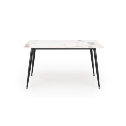 'EMILIO 140 Table Top - White Marble, Legs - Black' 'EMILIO 140 Table Top - White Marble, Legs - Black'