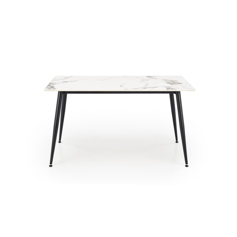 'EMILIO 140 Table Top - White Marble, Legs - Black' 'EMILIO 140 Table Top - White Marble, Legs - Black'