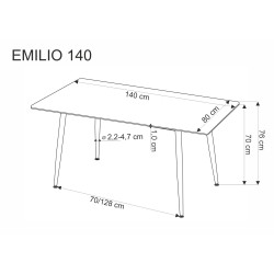 EMILIO 140 stół blat - biały marmur, nogi - czarny (2p 1szt) EMILIO 140 stół blat - biały marmur, nogi - czarny (2p 1szt)
