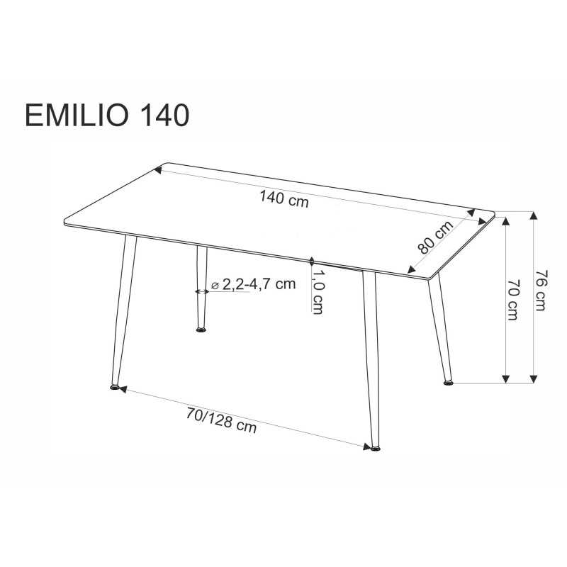 EMILIO 140 stół blat - biały marmur, nogi - czarny (2p 1szt) EMILIO 140 stół blat - biały marmur, nogi - czarny (2p 1szt)