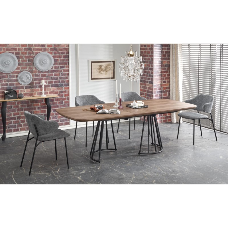 'EVERTON Extendable Table, Walnut / Black' 'EVERTON Extendable Table, Walnut / Black'