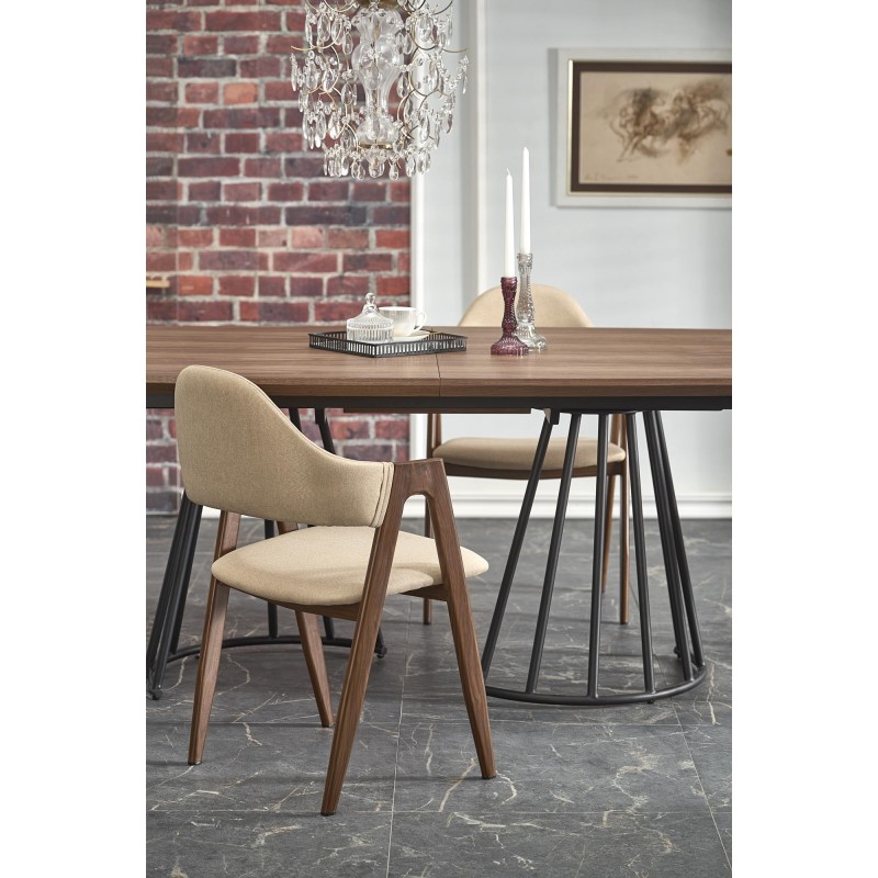 'EVERTON Extendable Table, Walnut / Black' 'EVERTON Extendable Table, Walnut / Black'