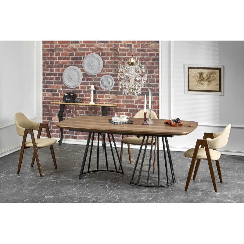'EVERTON Extendable Table, Walnut / Black' 'EVERTON Extendable Table, Walnut / Black'
