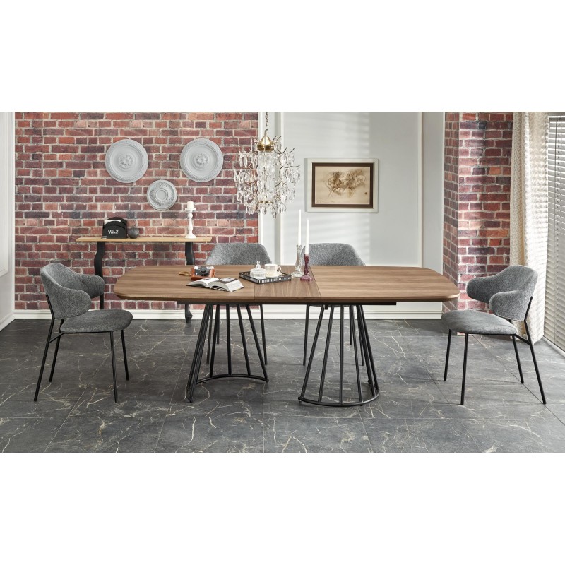 'EVERTON Extendable Table, Walnut / Black' 'EVERTON Extendable Table, Walnut / Black'