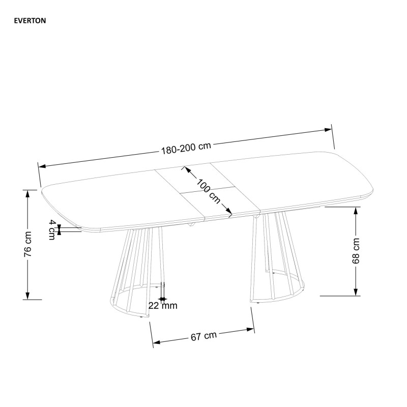 'EVERTON Extendable Table, Walnut / Black' 'EVERTON Extendable Table, Walnut / Black'