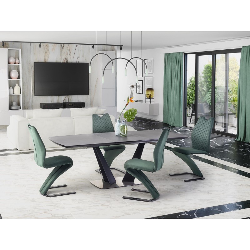 'FANGOR Extendable Table, Top - Dark Ash, Base - Black' 'FANGOR Extendable Table, Top - Dark Ash, Base - Black'