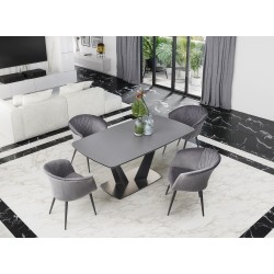 'FANGOR Extendable Table, Top - Dark Ash, Base - Black' 'FANGOR Extendable Table, Top - Dark Ash, Base - Black'