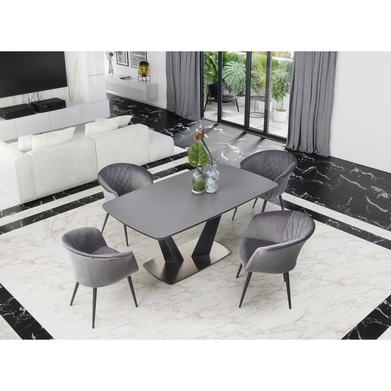 'FANGOR Extendable Table, Top - Dark Ash, Base - Black' 'FANGOR Extendable Table, Top - Dark Ash, Base - Black'