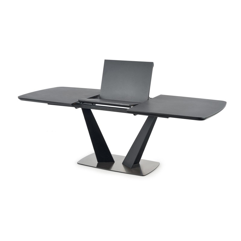 'FANGOR Extendable Table, Top - Dark Ash, Base - Black' 'FANGOR Extendable Table, Top - Dark Ash, Base - Black'