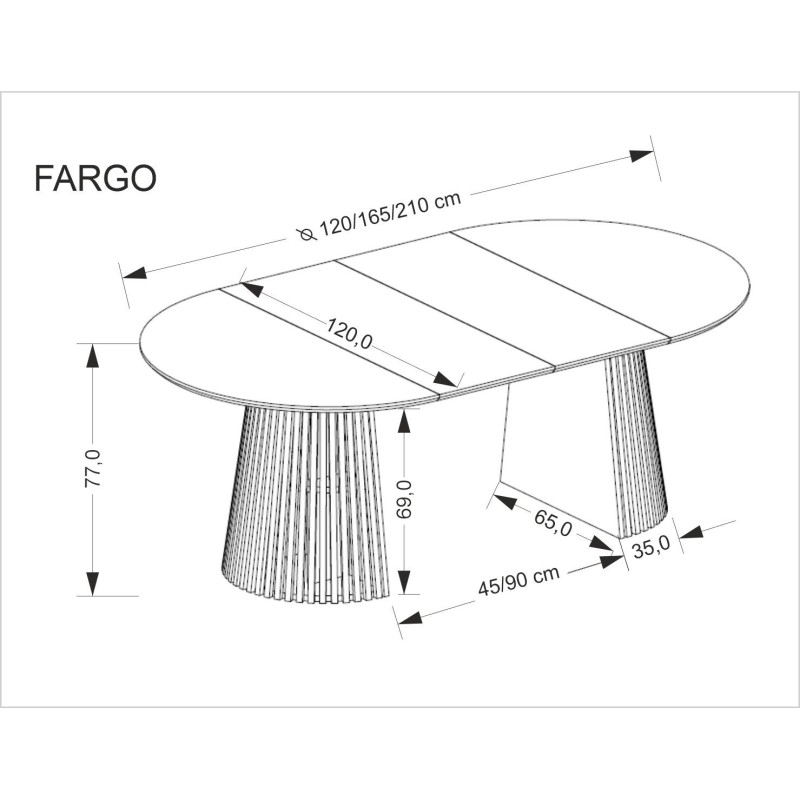 'FARGO Extendable Table, Top - Natural, Legs - Natural' 'FARGO Extendable Table, Top - Natural, Legs - Natural'