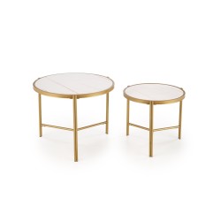 'FATIMA Set of 2 Benches, White Marble / Gold' 'FATIMA Set of 2 Benches, White Marble / Gold'