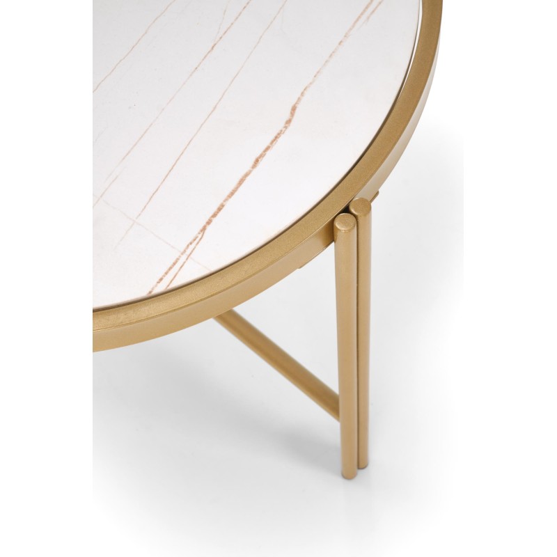 'FATIMA Set of 2 Benches, White Marble / Gold' 'FATIMA Set of 2 Benches, White Marble / Gold'
