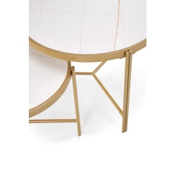 'FATIMA Set of 2 Benches, White Marble / Gold' 'FATIMA Set of 2 Benches, White Marble / Gold'