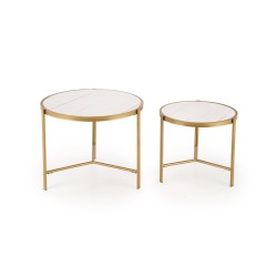 'FATIMA Set of 2 Benches, White Marble / Gold' 'FATIMA Set of 2 Benches, White Marble / Gold'