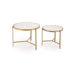 'FATIMA Set of 2 Benches, White Marble / Gold' 'FATIMA Set of 2 Benches, White Marble / Gold'