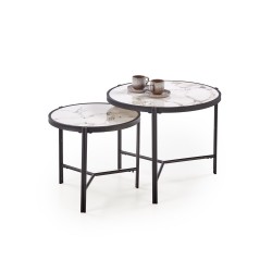 'FATIMA Set of 2 Benches, White Marble / Black'
