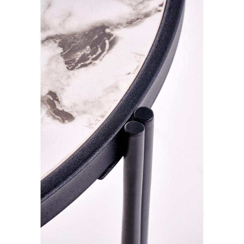 'FATIMA Set of 2 Benches, White Marble / Black' 'FATIMA Set of 2 Benches, White Marble / Black'