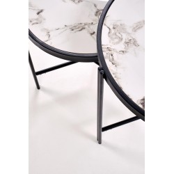 'FATIMA Set of 2 Benches, White Marble / Black' 'FATIMA Set of 2 Benches, White Marble / Black'