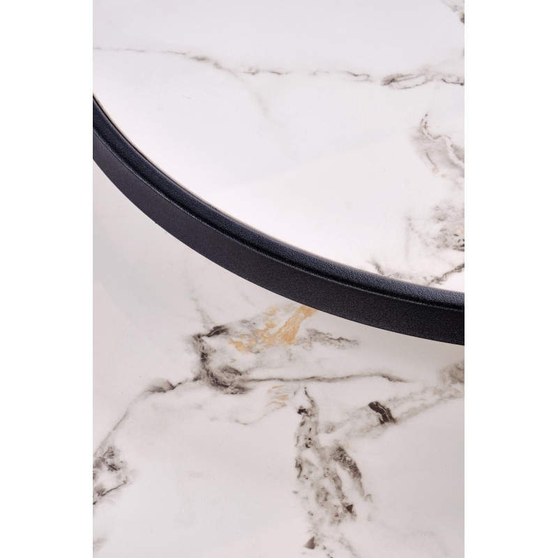'FATIMA Set of 2 Benches, White Marble / Black' 'FATIMA Set of 2 Benches, White Marble / Black'